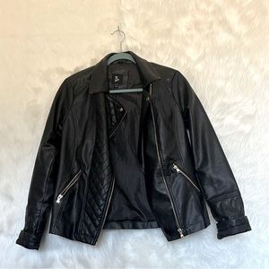 Black Vegan Leather Zip Jacket